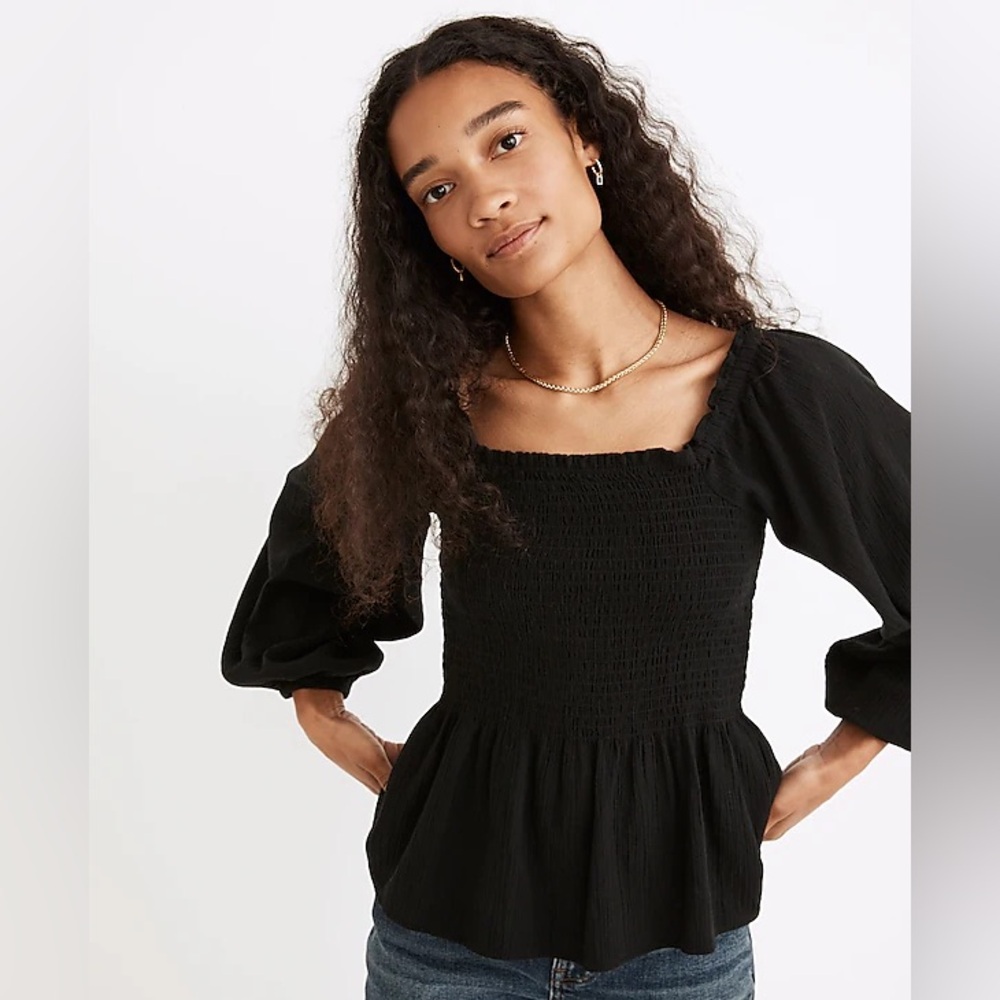 Madewell Lucie Smocked Peplum Top (00)
